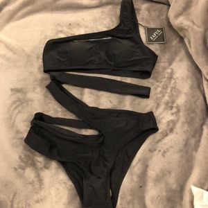 Strappy Asymmetrical Black One Piece BNWT